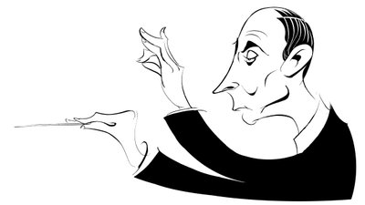 Igor Markevich - black and white caricature by Neale Osborne